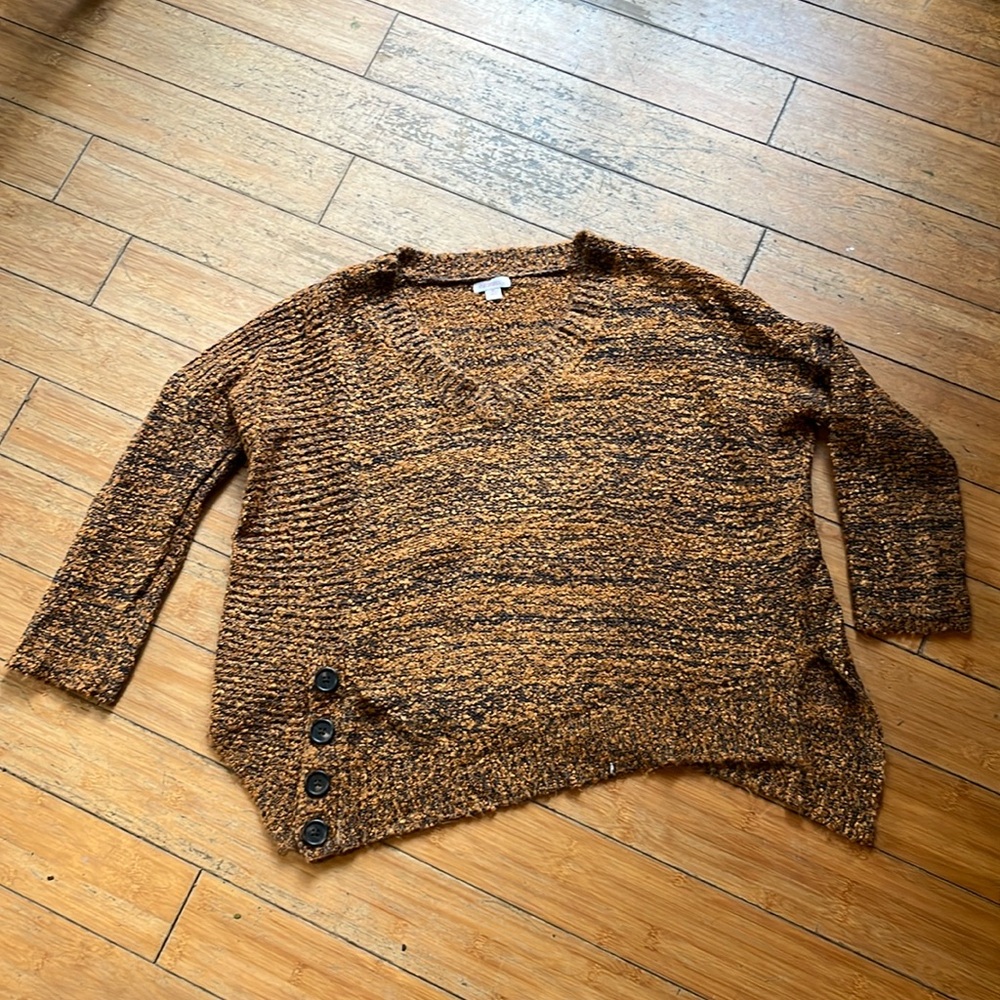 Black and orange oversized asymmetrical sweater